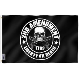 Vlaggenbanner Aley 3x5 Foot Liberty of Death 2nd Amendment 1789 Flag - Gun Skull Flags 230714