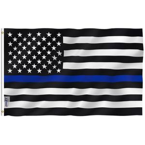 Drapeaux de bannière Anley 3x5 Pied Thin Blue Line USA Flag - Honoring Law Enforcement Officers Drapeaux Polyester 230707
