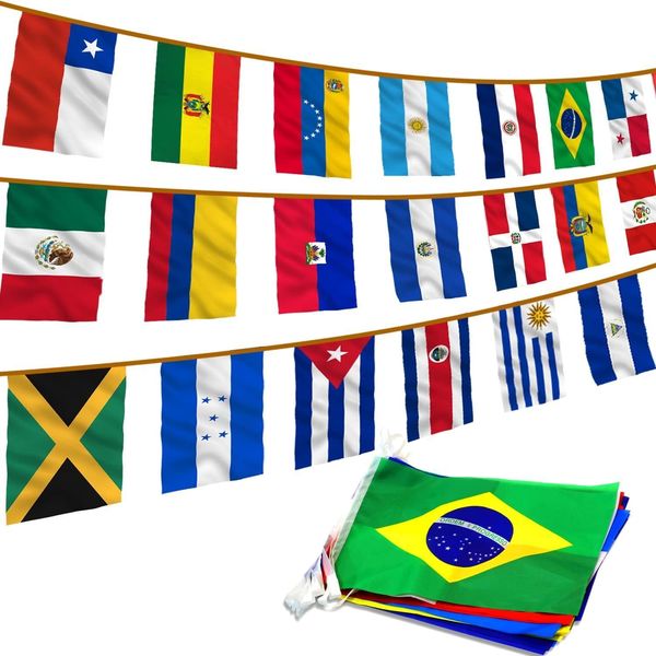 Banderas de banderas Anley América Latina 21 países Cadena para eventos internacionales Banderas de banderas latinas surtidas 30 pies 230721