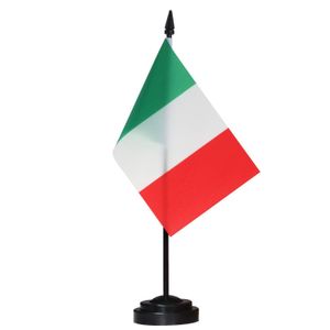 Banner Flags Banner Flags Italy Deluxe Desk Flag Set 6 X 4 pulgadas Escritorio italiano en miniatura con 12 polos sólidos Color vivo y Fade Res Dhdmy