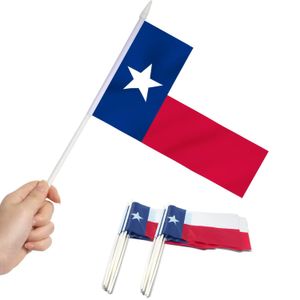 Drapeaux de bannière Drapeaux de bannière Mini drapeau de l'État du Texas tenu à la main petite étoile solitaire Tx miniature sur bâton résistant à la décoloration couleurs vives 5X8 pouces Dhrot