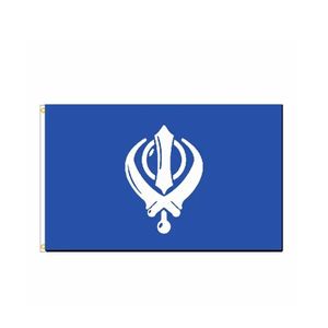 Banner Flags Blue Polyester Sikh Flag Sikhism Sikhism Religion Banner DÉCOR DU EURDOOR 90X150CM Polyester