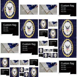 Banner Vlaggen Blauw US Navy Crest Seal Emblem Vlag 3Ft X 5Ft Polyester Banner Vliegend 150 90Cm Aangepaste Outdoor Af394209110 Drop Delivery H Dhtlc