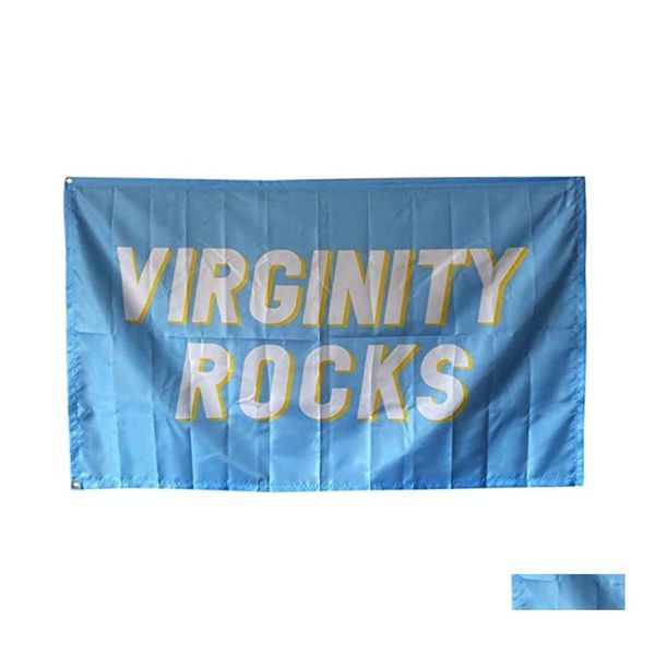 Banderas de bandera Bandera de rocas de virginidad azul 3X5Ft Decoración de doble costura 90X150Cm Festival deportivo Poliéster Impreso digital Whole257 Dhhth