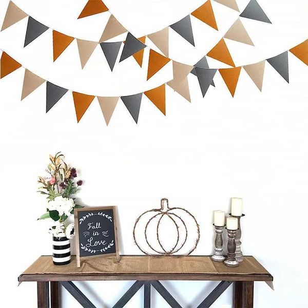 Banner Flags Brown Cafe Beige Rustique Mariage Party décor Feel Banner Banner Triangle Triangle Flag Streater Woodland Bear Baby Shower Bunting