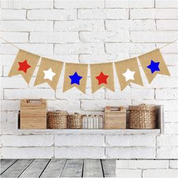 Banner Flags Burgee Independence Days Fivepointed Star Swallowtail Banners American National Day String Flag Bunting Party Decoratio Dhsxs