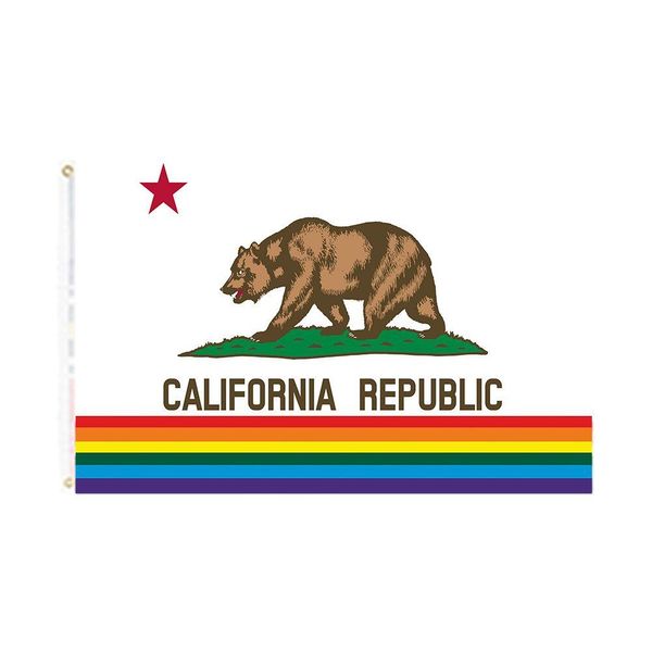 Banderas de banner Bandera del arco iris de California Orgullo Lgbt Fábrica directa 90x150 para decoración colgante al aire libre interior Entrega de entrega Jardín en casa DHZ7L