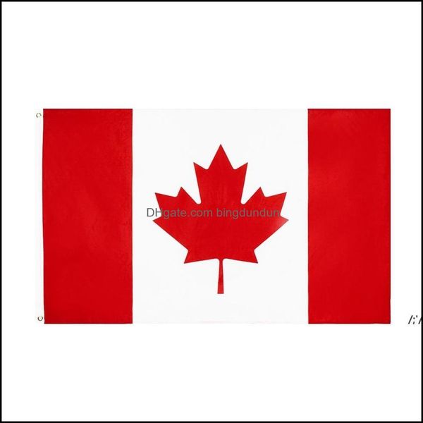Banderas de bandera Bandera de Canadá Fábrica directa Venta al por mayor Stock 3x5 pies 90x150 cm Poliéster para decoración colgante Ca Can Maple Leaf Rrb14383 Dro Otfux