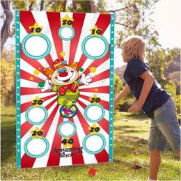 Banner Vlaggen Carnaval Game Decor Circus Clown Bean Bag Toss Game Banner Vlag Carnaval Circus Party Decoraties Verbazingwekkende Show Toss Hole Vlag 230707