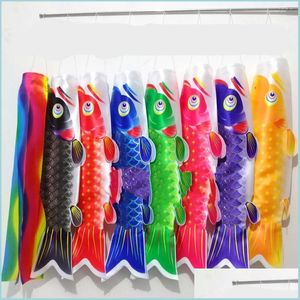 Bannière Drapeaux Carpe Drapeau Cyprinus Carpio Nobori Koi Koinoboris Style Japonais Couleur Ruban Polyester Long Tube Bannières Streamer Hangi Dhd0V