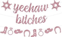 Banner Vlaggen Cheereveal Yeehaw Cowgirl Vrijgezellenfeest Decoratie Yeehaw Banner Rose Gold Western Garland Nashville Bridal Shower Supplies 230731