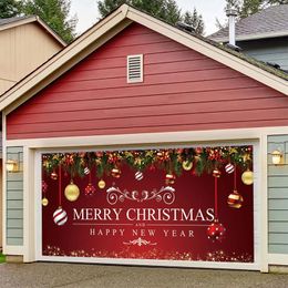 Drapeaux de bannière Décoration de porte de garage de Noël Bannière de porte de garage de Noël Couverture murale 7 X 16 pieds Grand signe pour Noël Soutenez le drapeau 231201