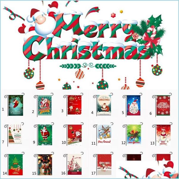 Bannière Drapeaux Jardin De Noël 30X45Cm Décoration De La Maison Bonne Année Décorations En Polyester Drop Delivery Home Festive Party Supplies Dhaj8