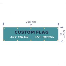 Bannervlaggen Aangepaste banner 2x8 voet vliegende vlag afdrukken College Dormitory Room Walls Party Club Decoratie 100D Polyester Fabric Copper Grie 230508