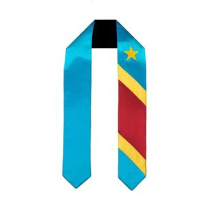 Banner Vlaggen Dem Rep van de Congo Vlag Afstuderen Sjerp Aangepaste Hoogwaardige Satijn Stof Ceremonie Afstuderen Stola 230707