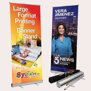 Bannière Drapeaux Conception 80x200cm Économique Standard Roll Up Stand Afficher Affichage Standard Aluminium Rétractable Bannière Personnalisée 230627