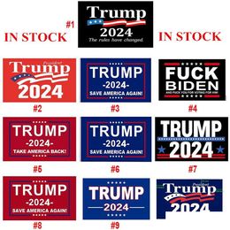 Drapeaux de bannière Dhs Ship Trump Election 2024 Keep Flag 90X150Cm Amérique Bannières suspendues 3X5Ft Impression numérique Donald Biden Fast Drop Deli Dhxom