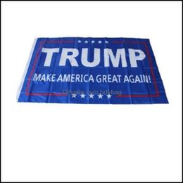 Drapeaux de bannière Donald John Trump Drapeaux d'Amérique Bardian Polyester Toile Tête Métal Oeillet Personnalité Unique Amovible Intérieur Extérieur Dhui2