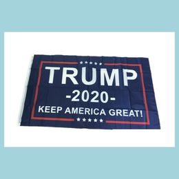 Drapeaux de bannière Donald Trump Flag Keep America Great For President Usa Polyester avec œillets en laiton 3 X 5 Ft Blue Drop Delivery Home G Dhfnu