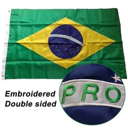 Bannervlaggen Dubbelzijdig Geborduurd Genaaid Brazilië Brazilië Braziliaans Nationaal Wereldland Oxford Stof Nylon 3x5ft 220930