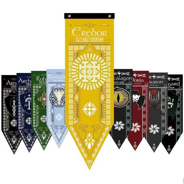 Banner Flags Erebor Arkenstone Lotr Flag Rivendell Rohan Arthedain Ancalagon The Black Saruman Decoración del hogar Decoración Decoración Dhem2