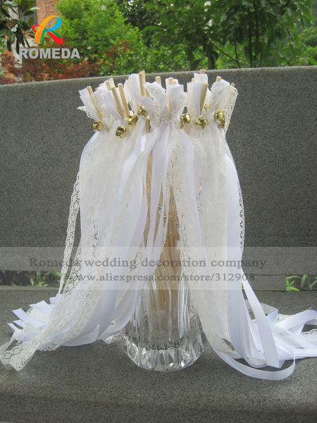 Drapeaux de bannière est 50/20/10 pcs/lot baguettes de ruban de mariage en dentelle blanche baguettes de mariage pour la décoration de mariage 230720