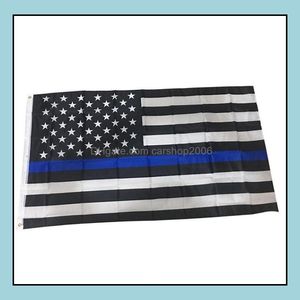 Banner Banderas Suministros para fiestas festivas Hogar Jardín Línea azul delgada Policía Bandera estadounidense 3 por 5 pies con ojales 4 tipos Li Dhe4Z