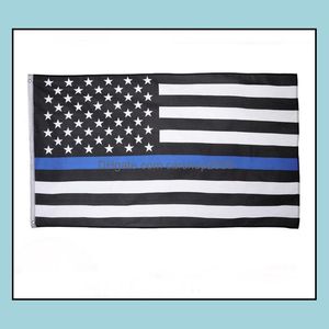 Drapeaux de bannière Fournitures de fête festive Jardin de la maison 3 types 90x150cm Blueline Usa Police 3X5 pieds mince ligne bleue drapeau noir Dhgoz