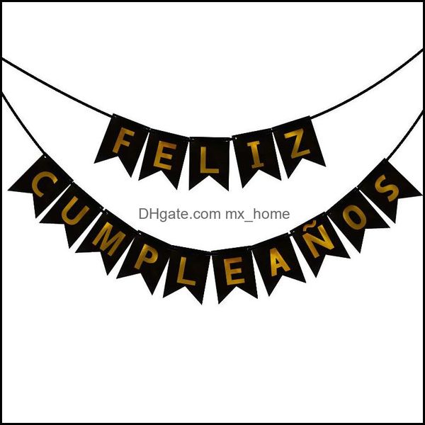 Banner Banderas Suministros festivos para fiestas Hogar Jardín Decoraciones de feliz cumpleaños Niños Botón decorativo Letra en español Alfabet Feliz Cumpleanos