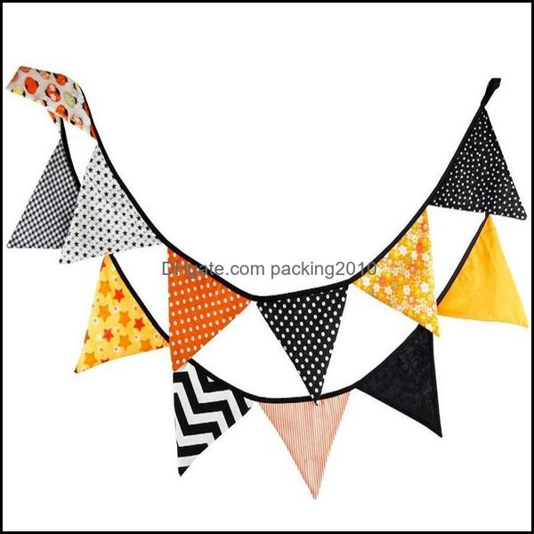 Bannière Drapeaux Fête Festive Fournitures Maison Jardin 10,5 Pieds 12 Modèles Différents Diy Triangar Happy Halloween Bunting Guirlandes Pour L'extérieur