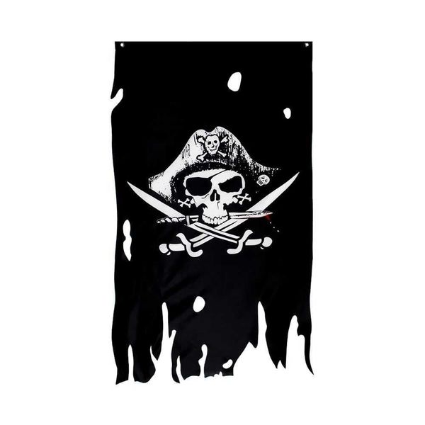 Banderas de la bandera FLAGCORE 3X5Fts 90X150cm Cofre del hombre muerto Doble cráneo roto Bandera pirata Jack Rackham Jolly Roger Bandera G230524