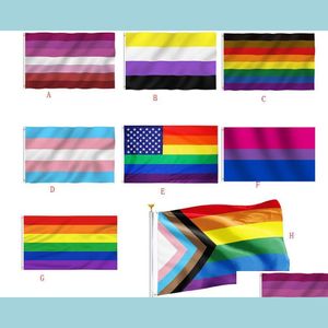 Drapeaux de bannière Gay Pride Rainbow Transgenre Panual Party 5 x 3 pieds Polyester 8 modèles Drop Livraison Maison Jardin Fournitures de fête DHDQS