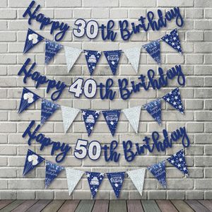 Banner Flags Happy 30th 40th 50th 60th Birthday Banner Flags Party Photobooth accessoires décoration adulte 30 40 50 ans anniversaire