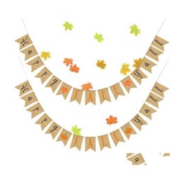 Banner vlaggen Happy Fall Yall Bunting Party Thanksgiving Day Decorations With 3,5 m jurlap lint drop levering home tuin feestelijke sup oteis