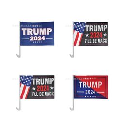 Banner vlaggen op voorraad Trump 2024 Verkiezing auto vlag campagne auto's decoratie vlaggen levering 2862 t2 drop home tuin feestje Sup DHDC7