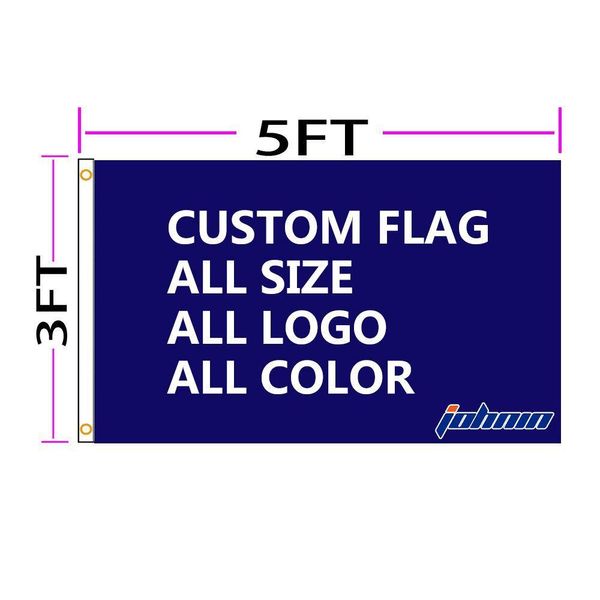 Banner Flags Johnin 3X5 FTS Logotipo personalizado Bandera Personalizar Imprimir Banner con ojales OEM DIY Impresión digital por su propia idea Drop Deliv Otnws