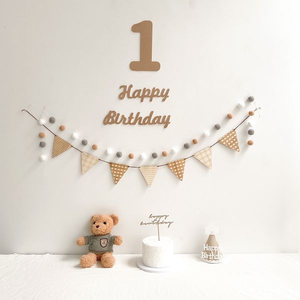 Bannière Drapeaux Enfants Premier Anniversaire Toile De Fond Bunting Set Party Banner Set Bébé 30 100 Jours Décoration Jute Baby Shower Anniversaire 230729