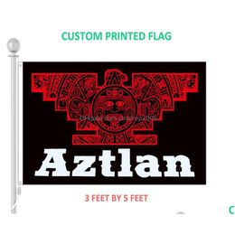 Banner vlaggen grote aztlan vlag 100d polyester decoratief met twee doorvoertules 3x5 voet drop levering home tuin feestelijke feestbenodigdheden dhsri