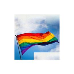 Bannervlaggen Grote Regenboogvlag Gay Pride Gestreepte Wimpel Evenementbord 4X6 Voet Polyester Feestdecoraties 90X150 Cm Drop Delivery Thuis Dhakf