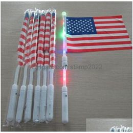 Banner Flags leidde American Hand 4e van JY Independence Day USA Patriotic Days Parade Party Flag With Lights Drop Delivery Home Garden DHK8A