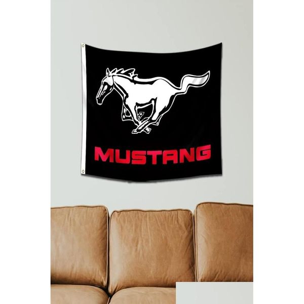 Banner Flags Mustang Custom Polyester drapeau 3ftx5ft pour la désocration intérieure et extérieure5837523 Drop livraison Home Garden Festive Party S DHRC0