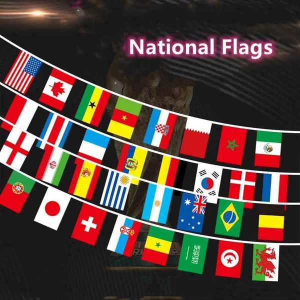 Banner Flags National Flags String Club Bar Decoration 14x21cm Football Bar Party Hanging Flags Banners American Ukraine Parade Flags