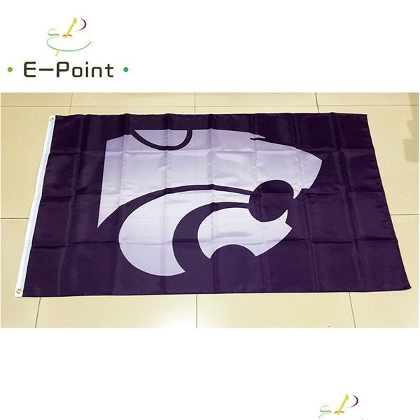 Drapeaux de bannière Ncaa Kansas State Wildcats Polyester Drapeau 3Ftx5Ft 150Cmx90Cm Bannière Décoration Volant Maison Jardin Extérieur Maison Jardin Fes Dhsyg