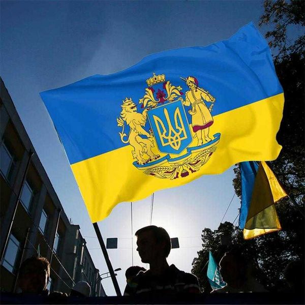 Drapeaux de bannière NOUVEAU drapeau ukrainien 3ftx5ft 150x90cm couleur vive bleu et jaune drapeaux nationaux de l'Ukraine bords à double couture pour la décoration G230524
