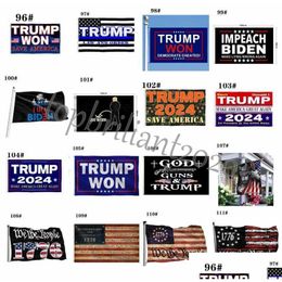 Banner Flags les plus récents 111 styles 1776 Trump 2024 Rendre American Great Again Factory Direct 3x5 Ft 90x150 cm Hell Be Back Impeach Biden wo Otldq