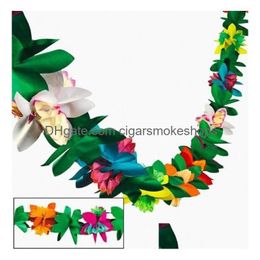 Bannière Drapeaux Nouveauté Colorf Tissu Guirlande De Fleurs Pour Luau Party Summer Beach Décoration Hawaii 3 Mètres Guirlandes De Papier 300Cm Drop Del Dhqzs