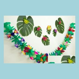 Banner Flags Novedad Colorf Tissue Flower Garland para Luau Party Summer Beach Decoración Hawaii 3 metros Guirnaldas de papel Drop Deliver Dhl0H