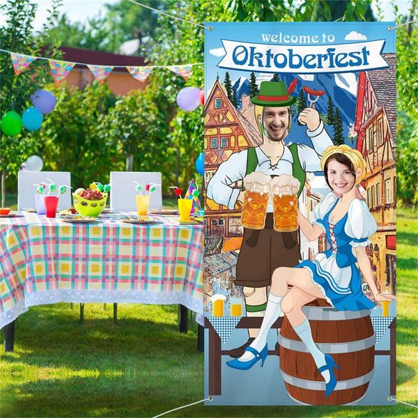 Banner Banderas Oktoberfest Po Props Puerta Banner Decoraciones Juegos divertidos Festival de la cerveza bávara Suministros 230731