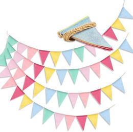 Drapeaux de bannière Pack de 5 avec 12 chaînes de fanions jute toile de jute banderoles bannière décoration extérieure pour la fête de mariage fête d'anniversaire de Noël 230515