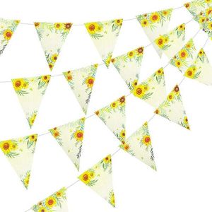 Banner vlaggen papieren zonnebloem driehoek vlag banner herfst feest herfst zon bloem bruiloft receptie bruids douche streamer achtergrond decoraties